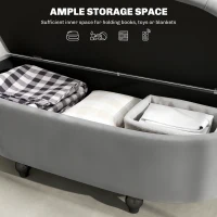 HOMCOM Siedzisko z pojemnikiem, welur, ciemnoszare, otwierane(m-4)