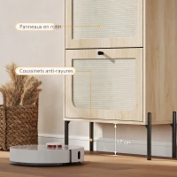 HOMCOM Meuble à chaussures 12 paires, armoire à chaussures, 2 tiroirs rabattables, portes en rotin et étagères réglables, chêne(m-8)