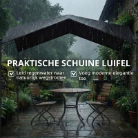 Outsunny Pergola paviljoen 3x3m waterafstotend stabiel winterbestendig zonbescherming met zadeldak driehoekige verstevigingen(m-4)