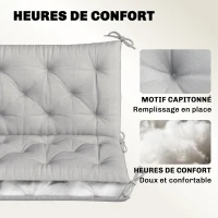 Outsunny Coussin matelas assise dossier pour banc de jardin balancelle canapé 3 places grand confort 150 x 98 x 8 cm gris clair(m-5)
