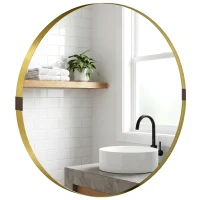 HOMCOM Round Wall Mirror 61 cm, Wall Mounted Bathroom Mirror with Tempered Safety Glass and Aluminium Alloy Frame, Gold Tone(m-7)