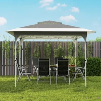 Outsunny 3.5 x 3.5 m Pop Up Gazebo with One-Push Setup, UPF50+ Double Tier Garden Party Tent Marquee with Carry Bag, Dark Grey(m-9)