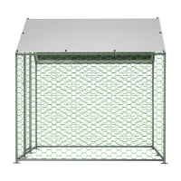 Freilaufgehege Hühnerstall mit Sicherheitsschloss und Wasserdichtes PE-Tuch, für Hühner, Kaninchen und weitere Kleintiere, 203x197x200 cm, Silber(m-5)