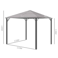Outsunny Paviljoen tuinpaviljoen partytent incl. zijdelen PC dak aluminium 3 x 3 m(m-3)