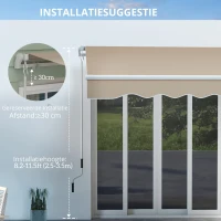 Outsunny Buiten handbediende knikarmluifel 4m met handslinger aluminium wit + beige(m-5)