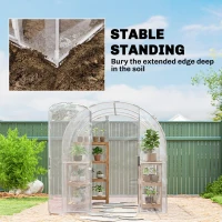 Outsunny Polytunnel Greenhouse Walk-in Grow House with PE Cover, Door and Galvanised Steel Frame, 3 x 2 x 2m, Clear(m-6)