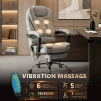 Vinsetto Heated 6 Points Vibration Massage Executive Office Chair, Adjustable Swivel Ergonomic High Back Desk Chair Recliner with Footrest, Grey(m-4)