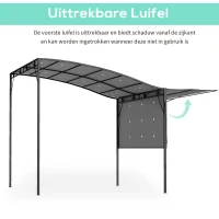 Outsunny Paviljoen met inklapbare dakuitbreiding weerbestendig 3 x 2,5 m Donkergrijs(m-6)