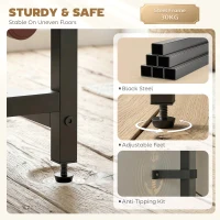 HOMCOM Szafka barowa z szufladą, industrialny barek, stojak na wino na 12 butelek, uchwyt na kieliszki, rustykalny brąz(m-7)