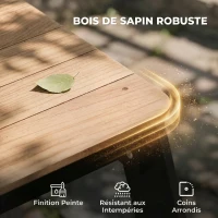 AIYAPLAY Table de pique-nique enfants avec parasol, 3 en 1 salon de jardin en bois pour enfants 3-6 ans avec 2 boîtes, naturel(m-7)