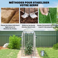 Outsunny Serre tunnel de jardin 3 m², serre de jardin, cadre en acier galvanisé, 8 portes roulantes, 295x100x197cm, transparent(m-6)