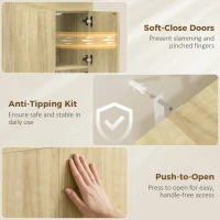 HOMCOM Dulap Masă de Călcat Rabatabilă cu Roți și Suport pentru Fier de Călcat, Dulap Multifuncțional cu Rafturi, Compartiment Deschis, pentru Spălătorie, Baie, 154x55x87 cm, Lemn Natural(m-7)