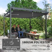Outsunny Pergola met Schuifdak ca. 3,5x3m Aluminium Duurzaam Winterbestendige Zonwering Grijs(m-6)