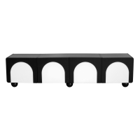 TV-Schrank mit 2 Schubladen und 2 Türen, runde Füße, 180 X 38 X 45 cm, Schwarz+Weiß