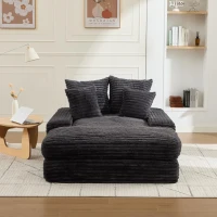 Luxus Cord Sofa mit 4 Kissen, multifunktionales Schlafsofa, keine Montage, 175 x 137 x 63 cm, Grau(m-2)