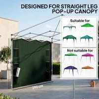 Outsunny 195 x 295cm Replacement Gazebo Sidewall - Green(m-5)