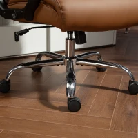 HOMCOM Spring Padded Faux Leather Office Chair with Super Padded, Reclining Office Chair - Light Brown(m-13)