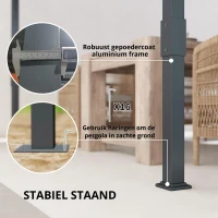 Outsunny Pergola met Schuifdak ca. 3,5x3m Aluminium Duurzaam Winterbestendige Zonwering Grijs(m-5)