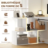 HOMCOM Bureau d'angle bureau en L avec étagères de rangement, plateau à clavier coulissant, 120x100x76cm, blanc(m-5)