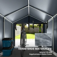 Outsunny Garagetent 2,2 x 1,6 m Waterdicht Bergingstent met Oprolbare Deur Zadeldak Stalen Frame, UV-bestendig Donkergrijs(m-6)