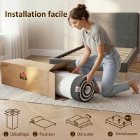 HOMCOM Saltea 140 x 190 cm, grosime 25 cm, spumă cu memorie, arcuri individuale 7 zone, fermitate medie(m-4)