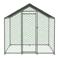 Freilaufgehege Hühnerstall mit Sicherheitsschloss und Wasserdichtes PE-Tuch, für Hühner, Kaninchen und weitere Kleintiere, 203x197x200 cm, Silber(m-1)