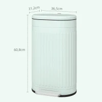 HOMCOM Mülleimer 30L Treteimer mit Deckel Fußpedal herausnehmbarem Inneneimer Soft-Close-Funktion 36,5 x 31,2 x 60,8 cm, Grün(m-3)