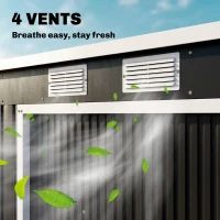 Outsunny 7 x 4ft Galvanised Steel Garden Shed, with Foundation Kit - Dark Grey(m-7)