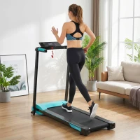 SPORTNOW Tapis Roulant Pieghevole 1-10 km/h con Controllo Gestuale e Inclinazione, Azzurro(m-2)