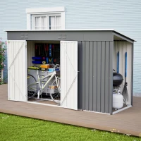 Metall-Gerätehaus mit Doppeltür, 311x123x181 cm, Grau(m-5)