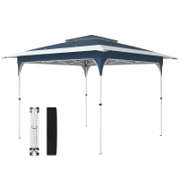 Outsunny 3.5 x 3.5 m Pop Up Gazebo with One-Push Setup, UPF50+ Double Tier Garden Party Tent Marquee with Carry Bag, Blue(m-13)