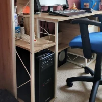 HOMCOM Computer Desk with Drawers and Bookshelf, Writing Desk for Home Office with Storage Shelves, Study Workstation, Oak(m-10)