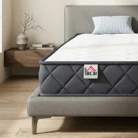 HOMCOM Saltea 90x190cm, saltea 1 persoană, spumă cu memorie, 20cm grosime, certificat Oeko-Tex, fermitate medie(m-6)