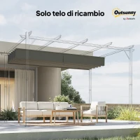 Outsunny Tettuccio di Ricambio per Gazebo 4x3 m con 10 Fori di Drenaggio, Grigio Chiaro(m-9)