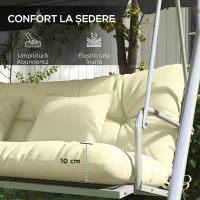 Outsunny Set 4 Perne de Grădină pentru Ședere și Spate cu Umplutură, din Poliester, Crem(m-6)