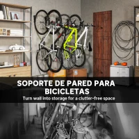 SPORTNOW Soportes de Pared para Bicicletas de 4 Piezas Plegables hasta 30 kg con Tornillos para Casa Garaje y Sótano Negro(m-6)