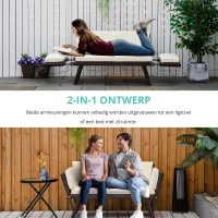 Outsunny 2-zits tuinbank tuinmeubelen tuinbank tuinbank loungebank poly-rotan staal(m-4)