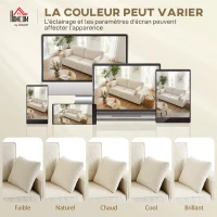 HOMCOM Canapé 3 places en velours côtelé 218 cm, canapé salon,  coussins à ressorts, larges accoudoirs, 2 coussins, beige(m-6)