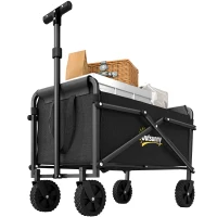 Outsunny Carrello da Giardino Pieghevole da 41L con Maniglia Regolabile, in Metallo e Tessuto Oxford, 64x40x60-84 cm, Nero(m-11)