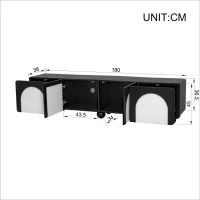 TV-Schrank mit 2 Schubladen und 2 Türen, runde Füße, 180 X 38 X 45 cm, Schwarz+Weiß(m-3)