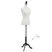 HOMCOM Maniquí Mujer Ajustable a 130-168 cm con Trípode de Madera 50 Alfileres de Colores para Fotografía de Moda Blanco(m-10)