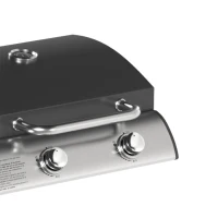 Outsunny Barbecue a Gás BBQ com 3 Queimadores 7,5 kW com Grelha Placa Prateleira Lateral Conversível Termómetro Preto(m-13)