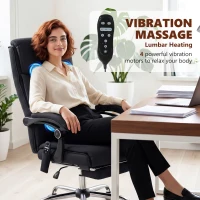 Vinsetto High Back Vibration Massage Office Chair with Footrest, Heated, Black(m-4)