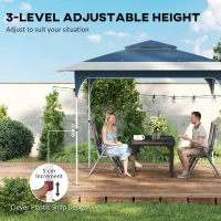 Outsunny 3.5 x 3.5 m Pop Up Gazebo with One-Push Setup, UPF50+ Double Tier Garden Party Tent Marquee with Carry Bag, Blue(m-8)