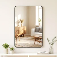 HOMCOM Rectangular Wall Mirror, 90 x 60 cm Wall Mounted Bathroom Mirror with Aluminium Alloy Frame and Tempered Glass, Black(m-4)