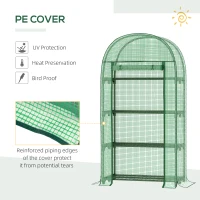 Outsunny 80 x 49 x 160cm Mini Greenhouse for Outdoor Use, Portable Gardening Plant House with Storage Shelf, Roll-Up Zippered Door, Metal Frame, and PE Cover, Green(m-4)