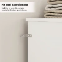 HOMCOM Tête de lit sur pied avec rangements, accessoire de lit 4 compartiments ouverts, 140 x 19 x 103,5 cm, blanc(m-5)