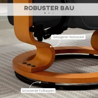 HOMCOM Relaxsessel mit Hocker, drehbar & neigbar, Kunstlederbezug, bis 150 kg, Holzgestell, Schwarz(m-7)