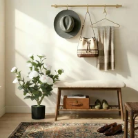 HOMCOM 65cm Artificial Camellia Flower Plant in Pot with 116 Lush Leaves & Moss Effect, White(m-7)