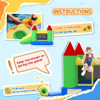 HOMCOM Nylon Inflatable Bouncy Castle, Fire and Water Resistant, Puncture-proof, Multi-Colour(m-6)